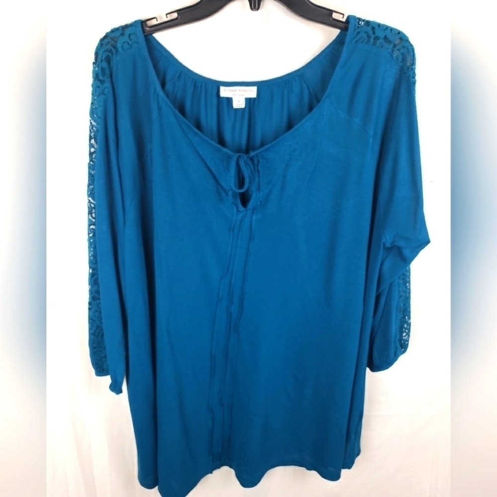 Liz Lange Maternity Turquoise 3/4th Sleeve Tie Up Shirt Sz XL